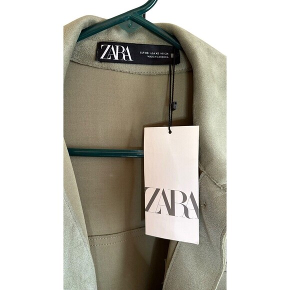NWT Zara Women Ladies Faux Suede  Jacket Lightweight Coat Pockets Oversized XS - Picture 6 of 11